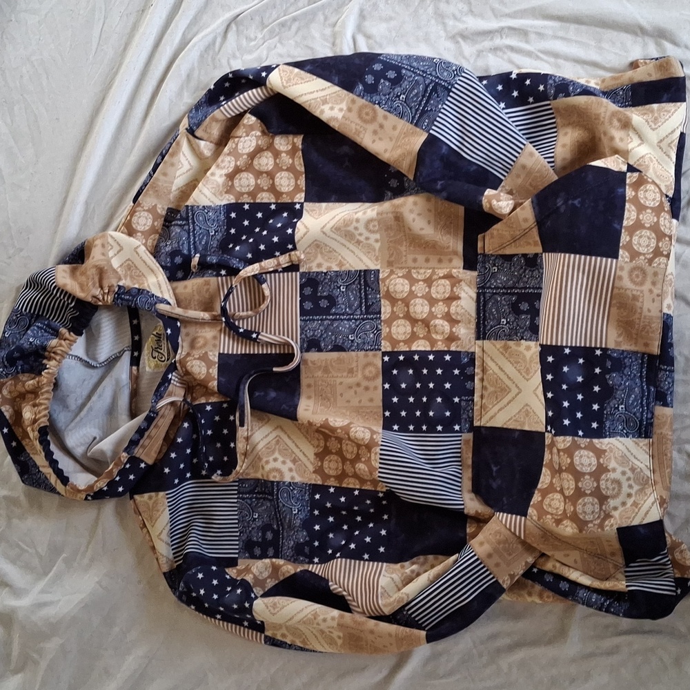 Patchwork Hoodie With Drawstring - image 3